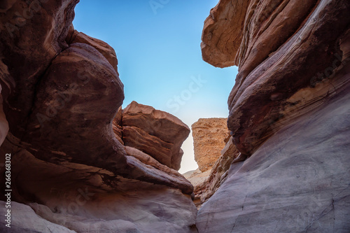 Beautiful landscape view of the Red Canyon in Eilat  Israel. Taken during a sunny sunrise.