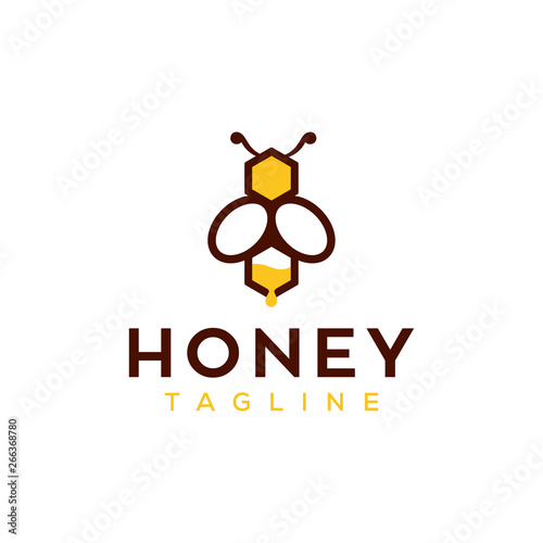 bee honey vector logo design