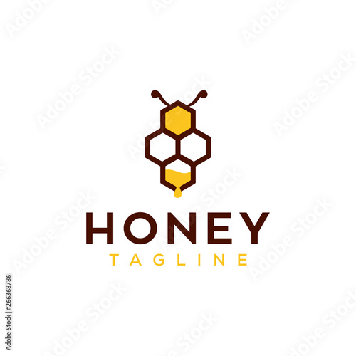 bee honey vector logo design