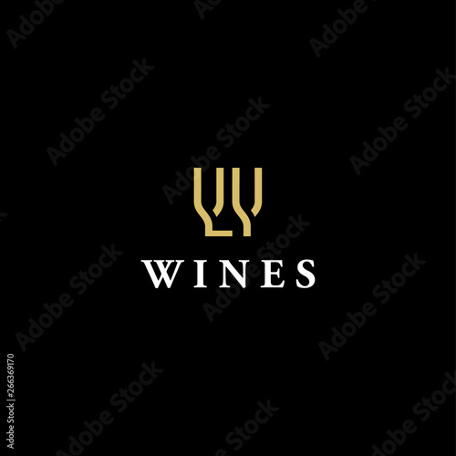 double wine glass logo design