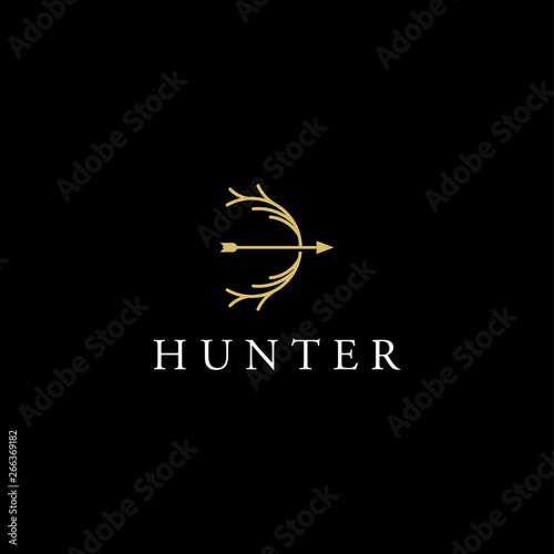 hunter arrow deer antler concept logo design
