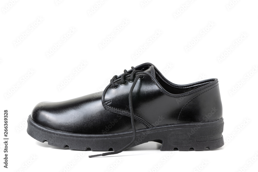 New leather boy student shoes isolated