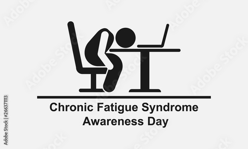 Chronic fatigue syndrome black and white vector illustration. photo