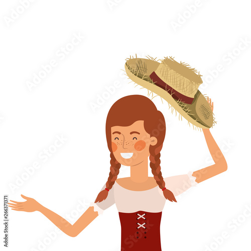 farmer woman with straw hat