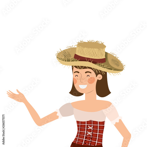 farmer woman with straw hat