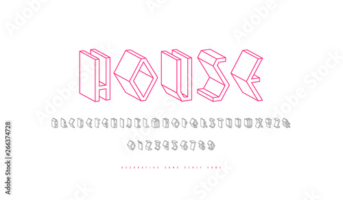 Geometric wireframe sans serif bulk font