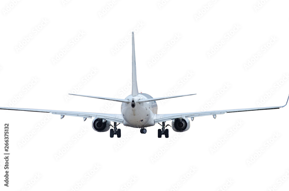 modern aircraft parked in airport, back tail jet engines view modern aircraft parked in airport, back tail jet engines view