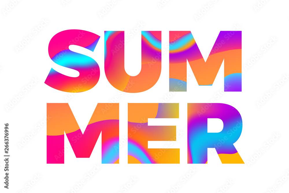 Summer banner. Abstract vibrant gradient lettering. Vector illustration. Summer banner. Abstract vibrant gradient lettering. Vector illustration.