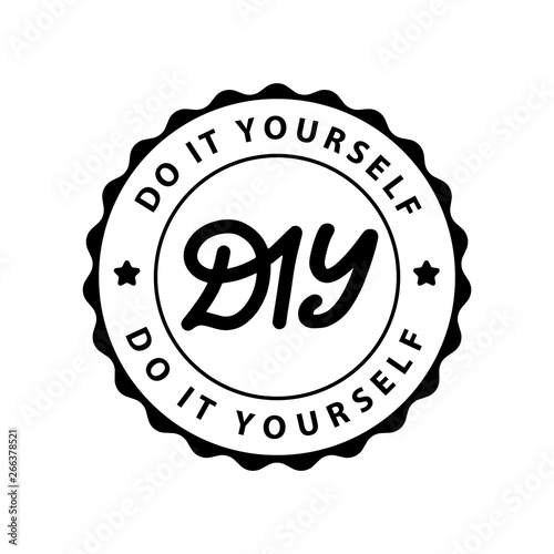 DIY do it yourself. Lettering abbreviation logo circle stamp. Rubber seal stamp on white background Vector illustration.