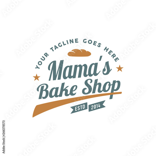 baguette bread Vintage Retro Bakery or Bake Shop Label Sticker Logo design