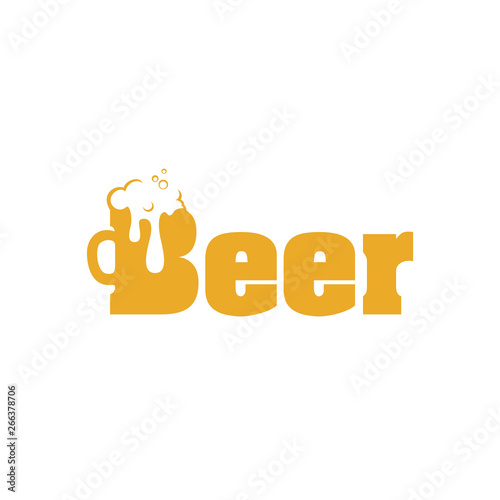 Initial Letter B Glass Mug Beer Bubble Foam Froth typography wordmark logo design