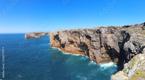 View of Saint Vincent Cape, Faro de Sagres , Cabo San Vincente, Algarve, Portugal