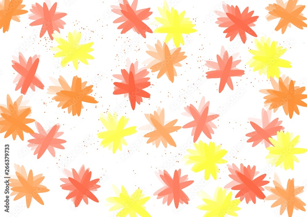 Watercolor flowers hand drawn on white background. Red, yellow and orange color. Watercolor flowers hand drawn on white background. Red, yellow and orange color.