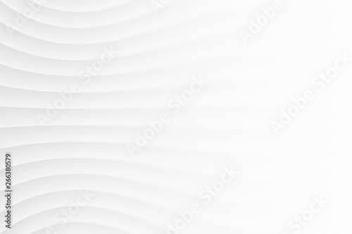 White Clear Blank Subtle Geometric Abstract Background In Ultra High Definition Quality. Monotone Soft Light Wavy Surface. 3D Sci-Fi Futuristic Conceptual Illustration. Minimalist Wallpaper