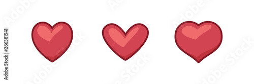 Heart illustrated icons, love symbol. Hearts set.