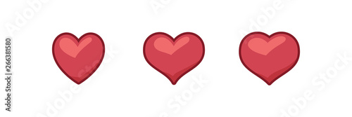 Heart illustrated icons, love symbol. Hearts set.