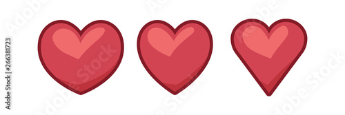 Heart illustrated icons, love symbol. Hearts set.
