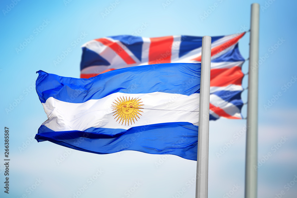 Fototapeta premium Flags of Argentina and Great Britain