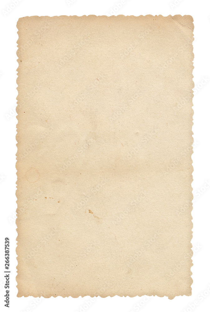 Texture old paper with traces of scuffs and stains. Isolated on white.
