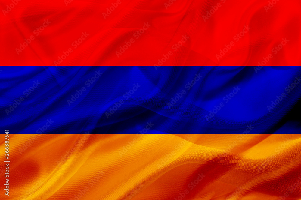 Fototapeta premium Armenia country flag on silk or silky waving texture