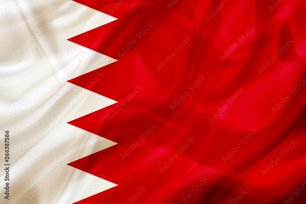 Bahrain country flag on silk or silky waving texture