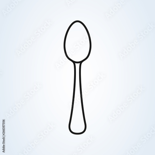Spoon Cutlery symbol. line art flat style illustration