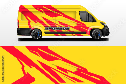 Van vector car wrap  truck  bus  racing  car service. Abstract graphic background graphics