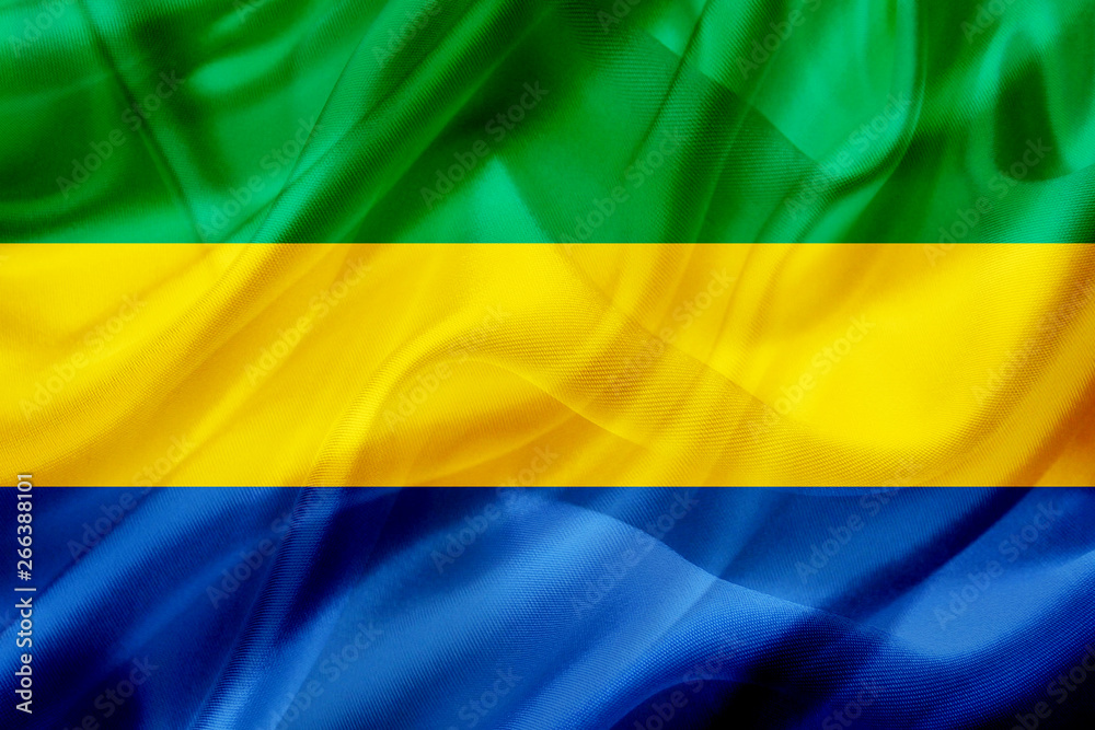 Gabon country flag on silk or silky waving texture Gabon country flag on silk or silky waving texture