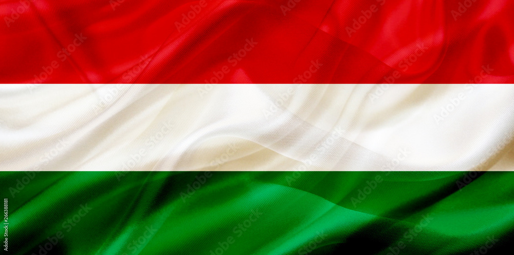 Hungary country flag on silk or silky waving texture