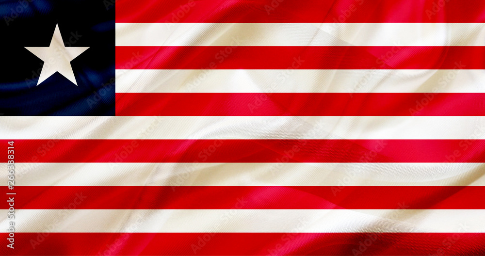 Liberia country flag on silk or silky waving texture Liberia country flag on silk or silky waving texture
