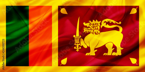 Sri Lanka country flag on silk or silky waving texture