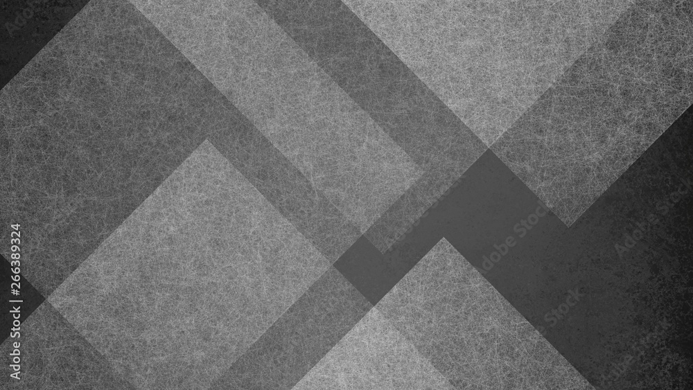 Fototapeta Abstract black and white background with large geometric triangle and diamond pattern. Elegant dark gray color with textured light shapes and angles in modern contemporary design.