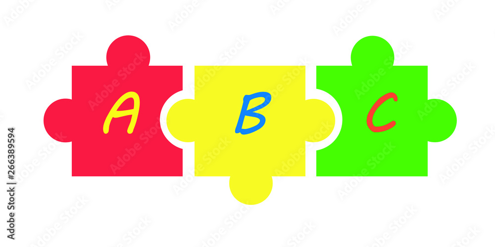 Multi-colored puzzle with the English alphabet on a white background Multi-colored puzzle with the English alphabet on a white background