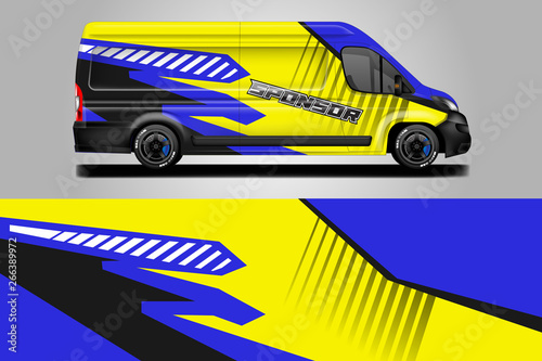 Van vector car wrap  truck  bus  racing  car service. Abstract graphic background graphics