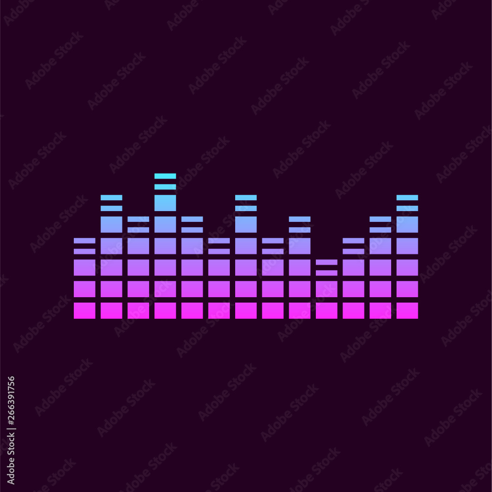 Sound radio wave background of soundtrack or sound diagram. Vector graph of microphone sound equalizer pattern