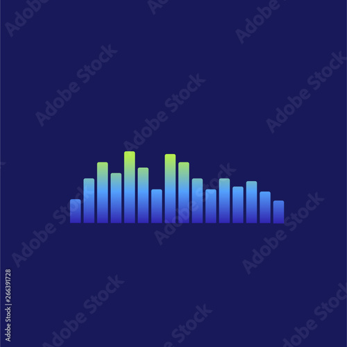 Sound radio wave background of soundtrack or sound diagram. Vector graph of microphone sound equalizer pattern