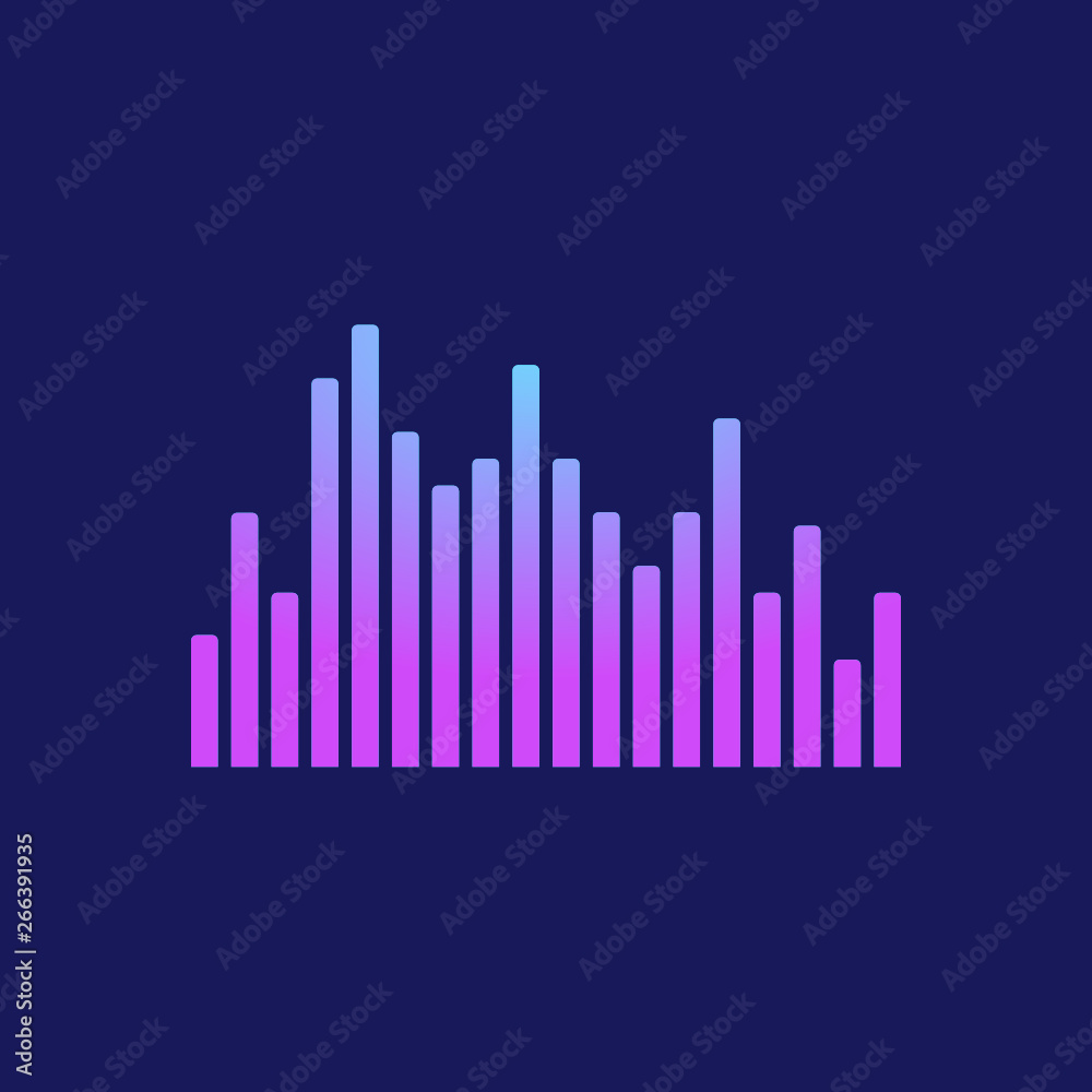 Sound radio wave background of soundtrack or sound diagram. Vector graph of microphone sound equalizer pattern