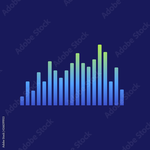 Sound radio wave background of soundtrack or sound diagram. Vector graph of microphone sound equalizer pattern