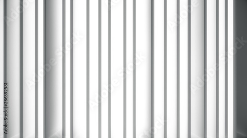White wall with light and shadow. Abstract dividers sun rays background. 3d Rendering