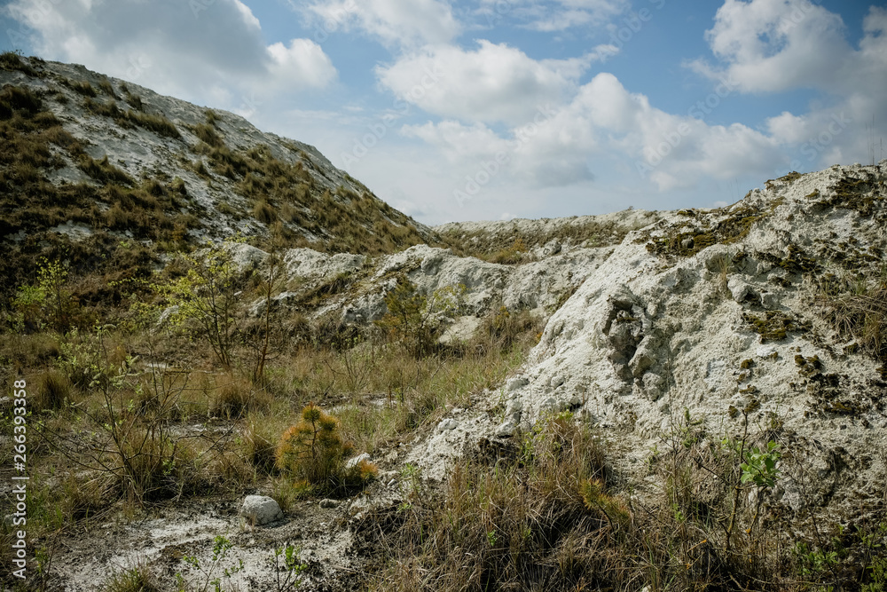 White Mountain - large open air phosphogypsum waste storage. Futuristic landscape White Mountain - large open air phosphogypsum waste storage. Futuristic landscape