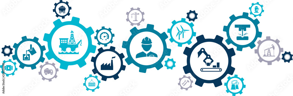 Фотография heavy industry icon concept – engineering, oil & construction industry – vector