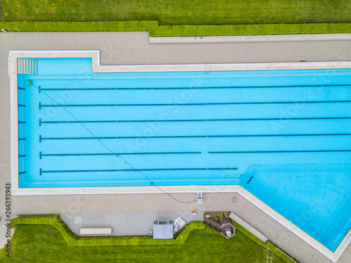 Aerial view of public swimming pool