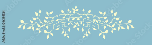 Ivy vine design with leaves in background decoration or book chapter divider or decorative underline design element.