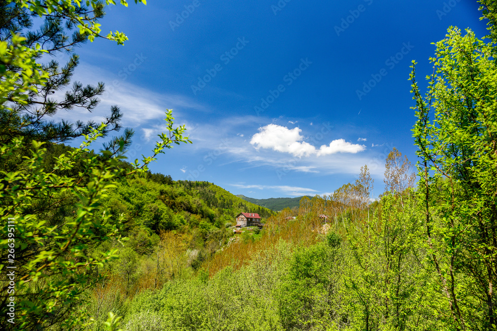 Fototapeta premium Plateau and nature with traditional houses