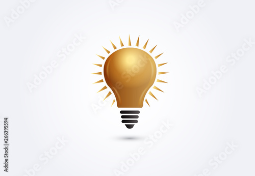 Bulb light logo. Creative idea symbol gold vector