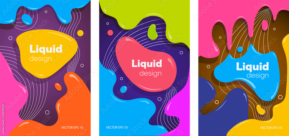 POSTER 13 Set of colorful brochures in liquid style.