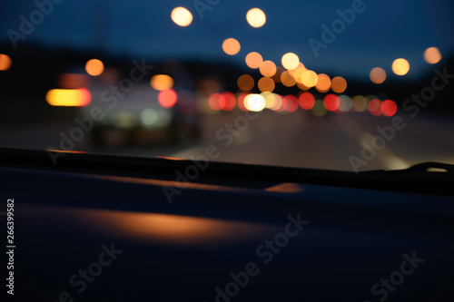 Blurred bokeh traffic light for background
