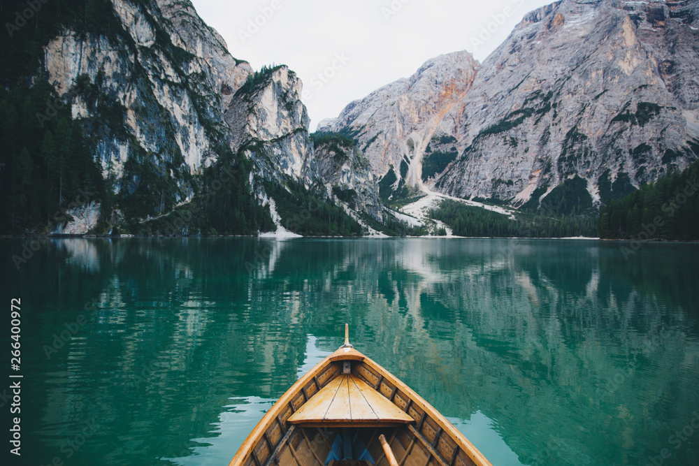 Boat On Italian Alpine Lake Reflection Boat On Italian Alpine Lake Reflection