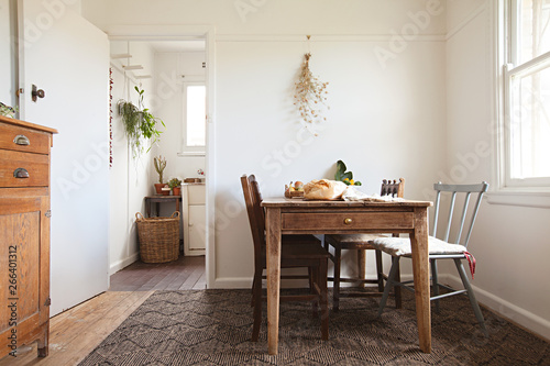 Rustic interior kitchen table setting