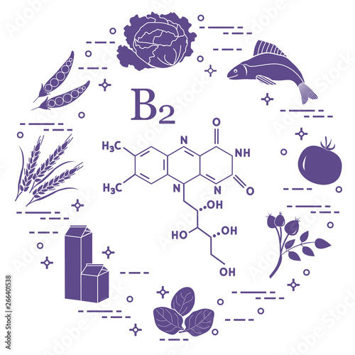 Foods rich in vitamin B2. Fish, peas and other.